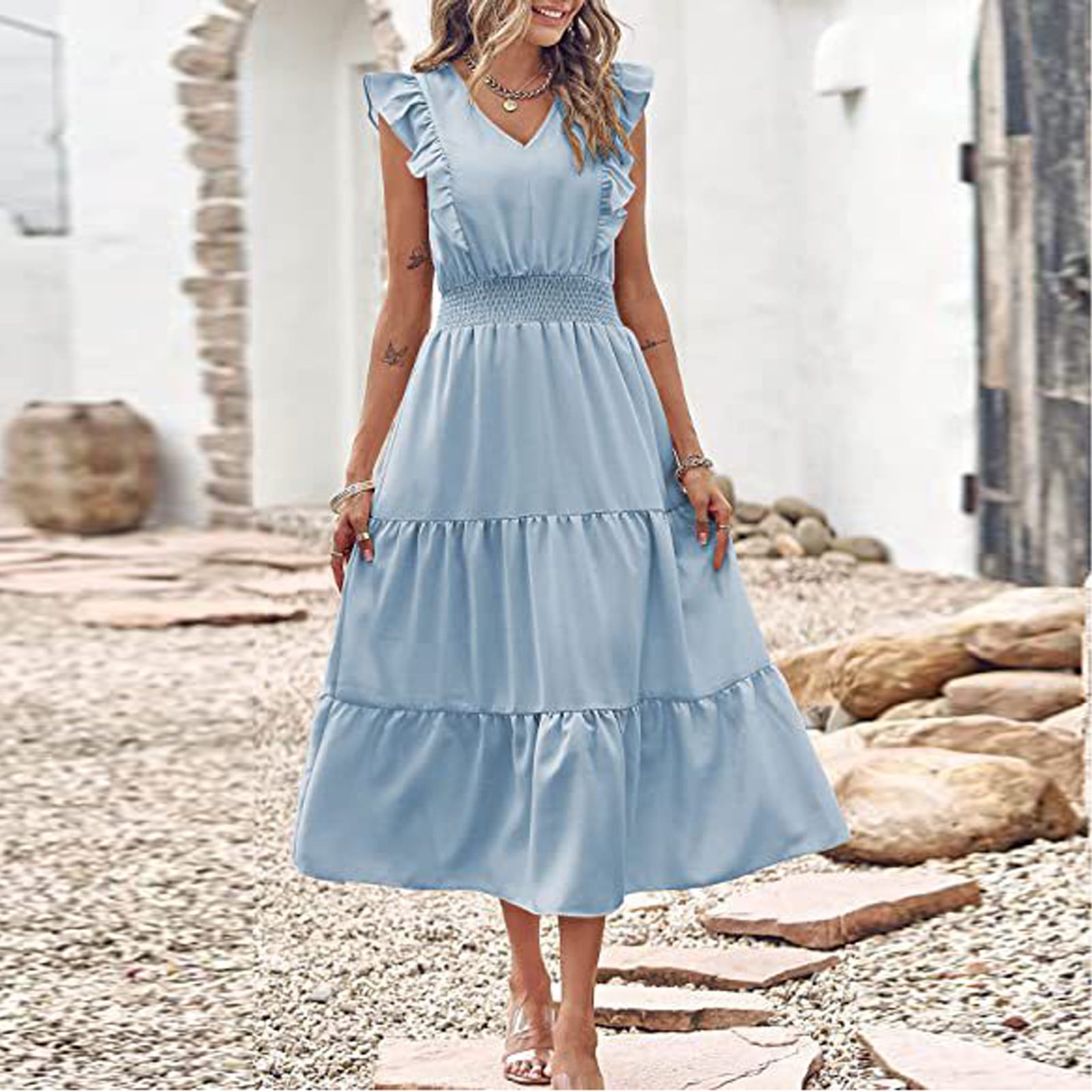 blue spring dress
